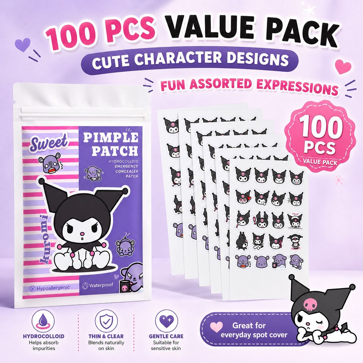Skincare Acne - Hello Kitty Cute Pimple Patches, 100pcs