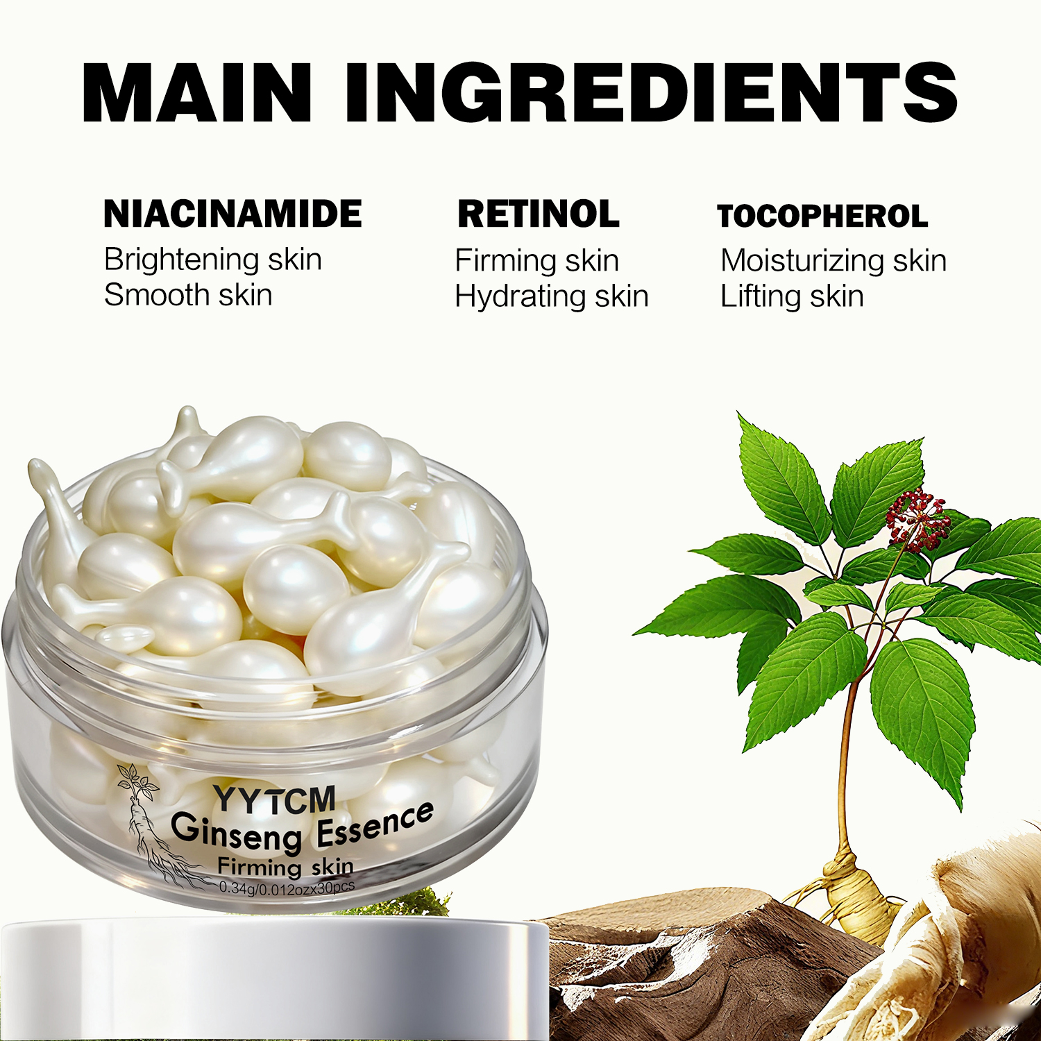 Ginseng Essence Capsules, Mois - Retinol Vitamin A Cream 评论和价格