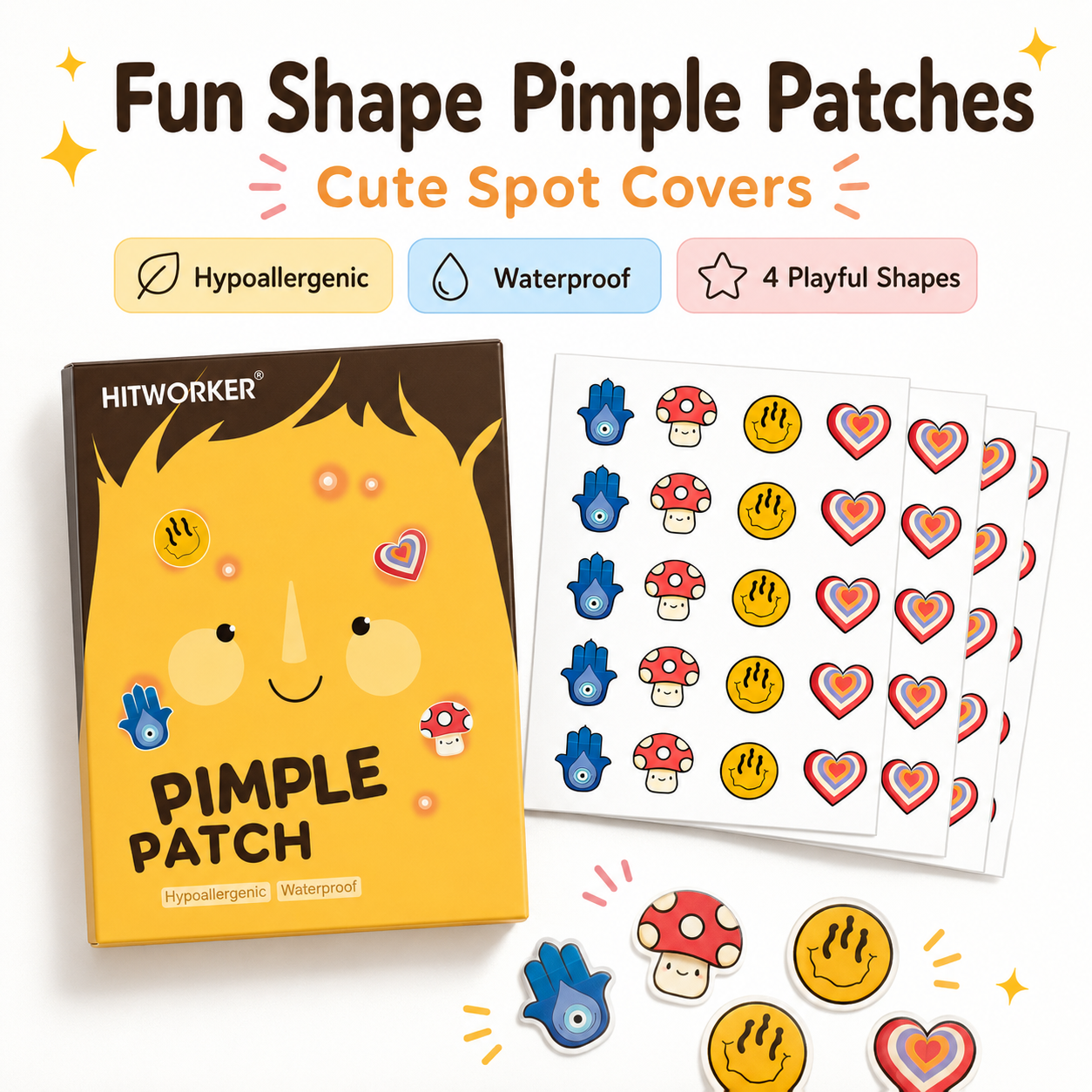 100Pcs Cute 4 Shapes Acne Pimp - Skincare Acne 评论和价格