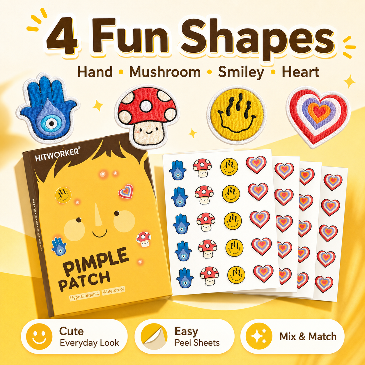 100Pcs Cute 4 Shapes Acne Pimp - Skincare Acne 评论和价格
