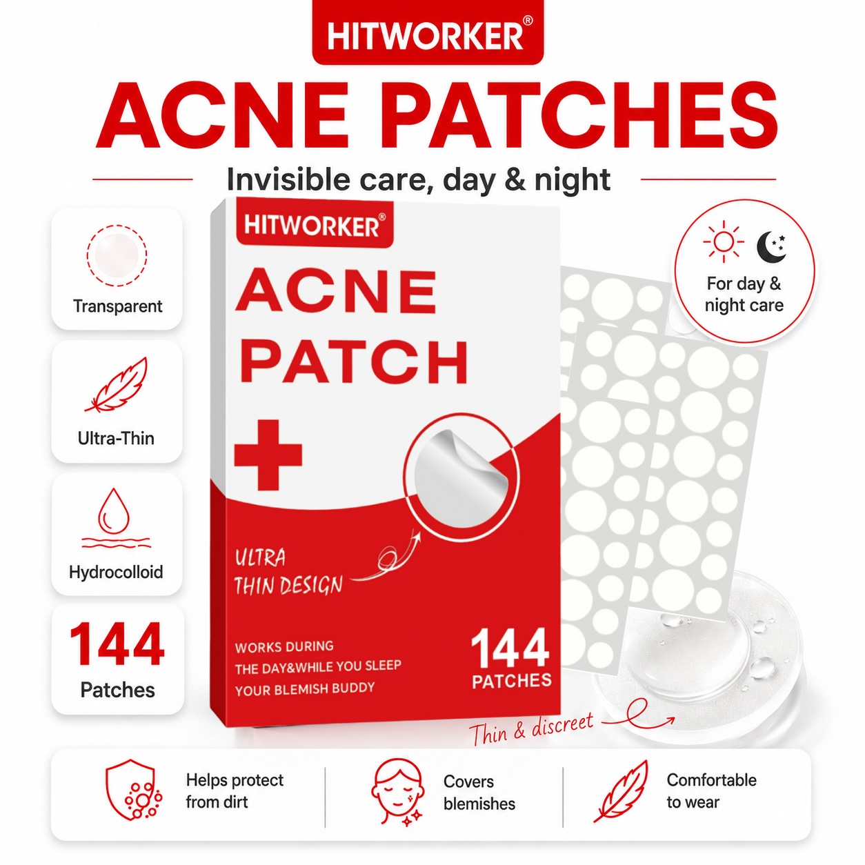 144Pcs Hydrocolloid Acne Pimpl - Skincare Acne 评论和价格