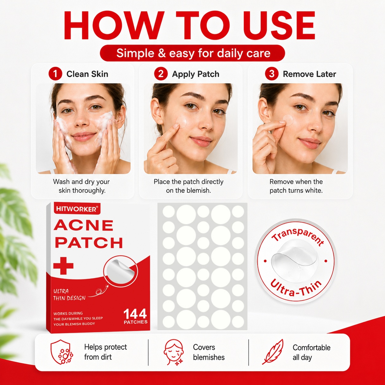 144Pcs Hydrocolloid Acne Pimpl - Skincare Acne 评论和价格
